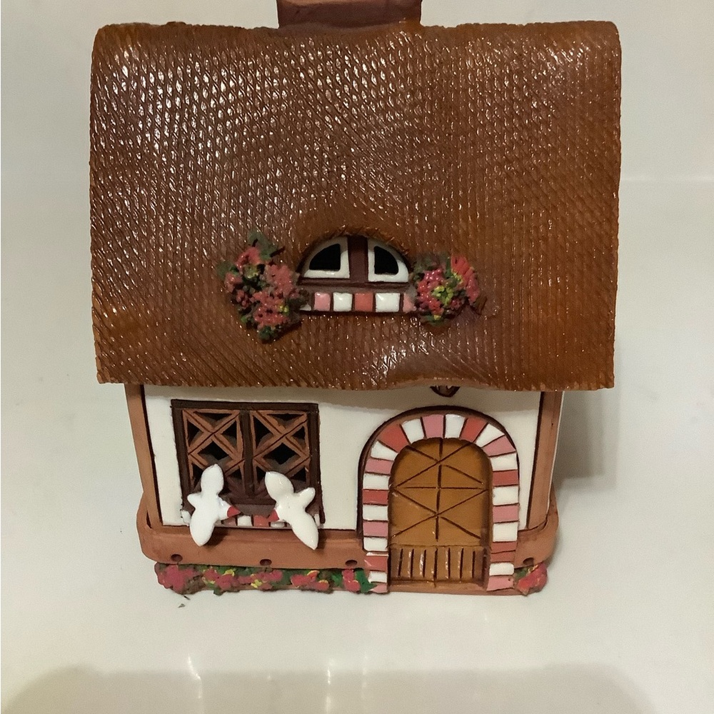 Clay cottage tea light incense holder